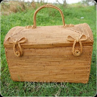 ethnic cosmetic box handmade from rattan ata grass hand woven