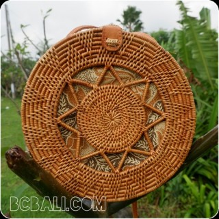 bali handmade circle handbag rattan grass hand woven unique design