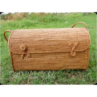 cosmetic handbag rattan handmade grass handwoven antique