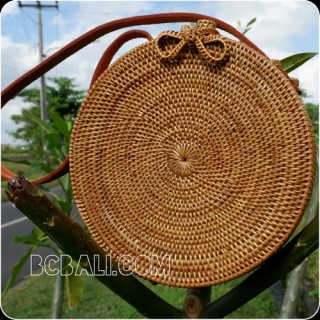 rattan hand woven ata handbag lining full handmade circle short handle 