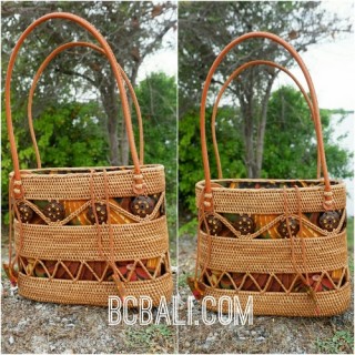 bali hand woven straw tote bag grass ata full handmade ethnic