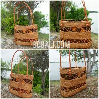 bali hand woven straw tote bag grass ata full handmade ethnic