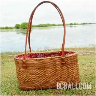 beach handbag natural design ata straw rattan hand woven leather