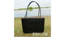black ata grass rattan full handwoven handbag bali design