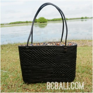 black ata grass rattan full handwoven handbag bali design