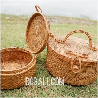 cosmetic circle design large bags ata grass handwoven bali style