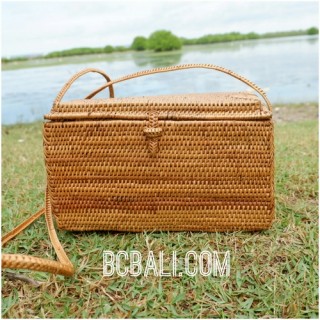 natural ethnic design grass ata handwoven square bag handmade bali