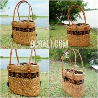 women tote bag straw rattan ata hand woven casual ethnic design