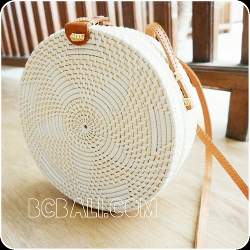 rattan round sling bag