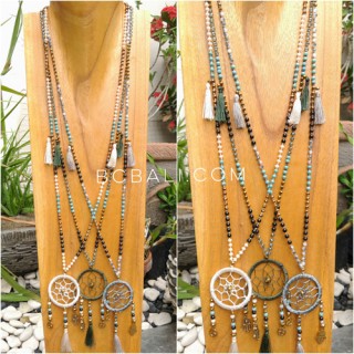 tassels necklace beads combination dream catcher pendant