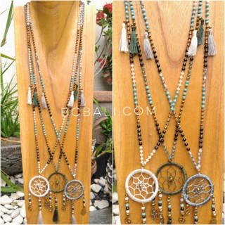 tassels necklace beads combination dream catcher pendant