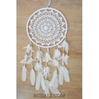 crochet bali handmade dream catcher big circle leather suede feathers