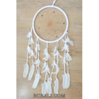 balinese handmade dream catcher white color long feather