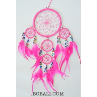 multiple circle dream catcher seeds bead feather nylon string