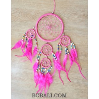 multiple circle dream catcher seeds bead feather nylon string