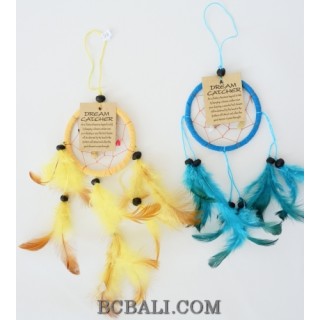 small dream catcher feathers nylon string bead bali design