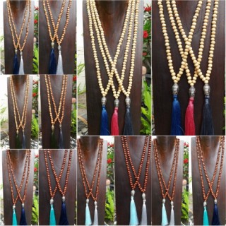 wholesale free shipping mala wooden necklace tassel buddha head 