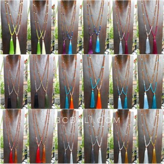 free shipping 50 pieces rudraksha necklace tassels with stone