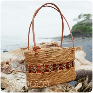 bali handwoven straw grass handbag unique style fabrik lining