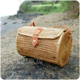 cylinder sling bags rattan straw grass classic natural