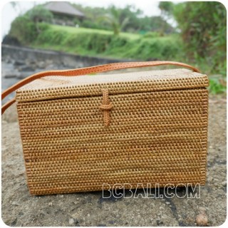 sequare sling cosmetic large bags rattan straw handmade