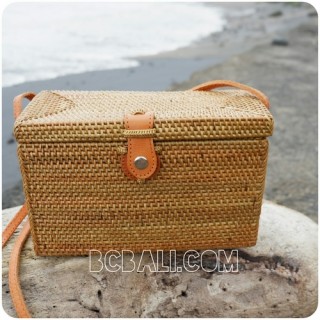 sling women cosmetic bags rattan sequare full handwoven classic design