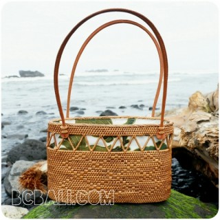 unique women handbags straw rattan handwoven fabrik 