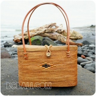 unique women handbag rattan ata oval handwoven full handmade