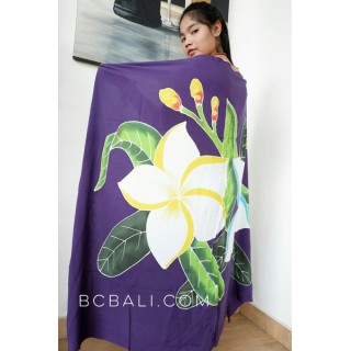 rayon sarongs hand painting flower purple color made in bali