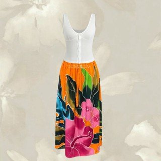 Rayon Floral Hand Painted Skirt