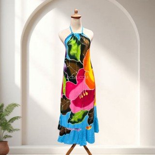 Rayon Hand Painted Halter Dress