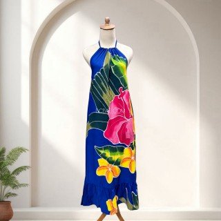 Rayon Hand Painted Halter Dress