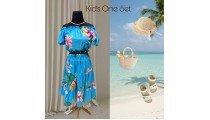 Rayon Floral Kids Dress One Set