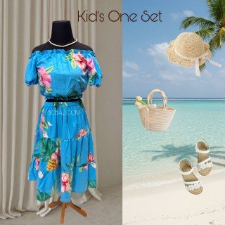 Rayon Floral Kids Dress One Set