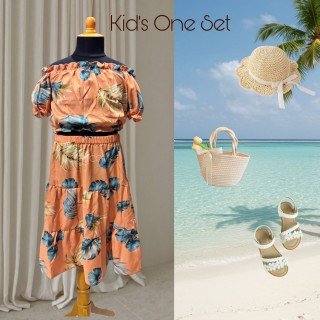 Rayon Floral Kids Dress One Set