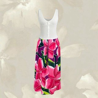 New Design Rayon Floral Hand Painted Skirt
