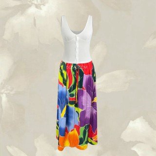 New Design Rayon Floral Hand Painted Skirt