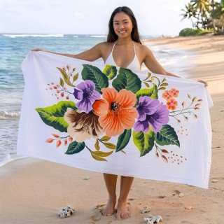 Special Offer Rayon Sarong Hand Painted Flower Design Handmade In Bali