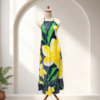 Hot Sale Rayon Hand Painted Halter Dress