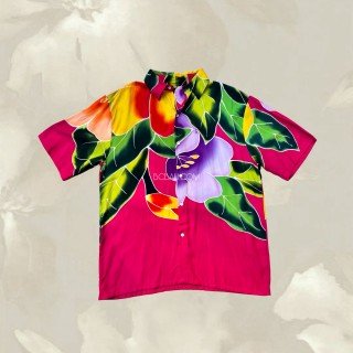 Men Shirt Rayon Hand Painted Floral Design