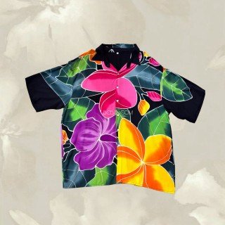 Men Shirt Rayon Hand Painted Floral Design
