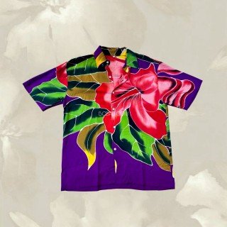 Special Offer Men Shirt Rayon Hand Painted Floral Design