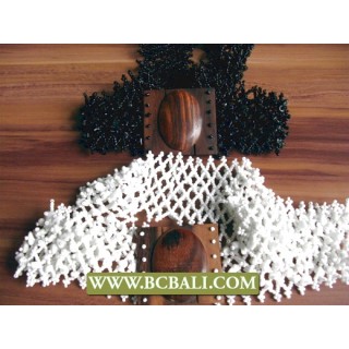 Bali Beads Stone Belts Wooden Clasps