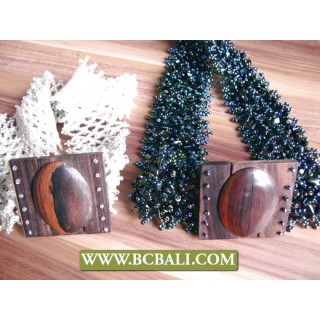 Bali Beads Stone Belts Wooden Clasps