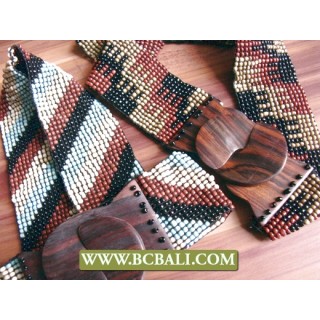 Bali Handmade Belt Beaded with Wooden Buckle