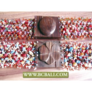 Bcbali Belts Fashion Beading with Wooden Buckle