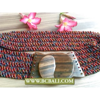 Beaded Belts Clasps Stretch Wood Buckle