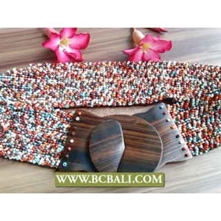 Belts Beads Stretch Fashion Wooden Buckle