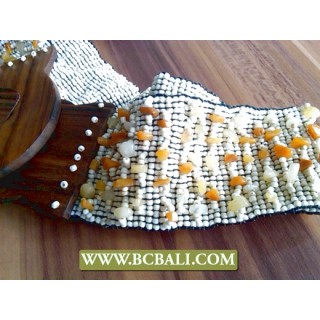 Fashion Belts Beading with Stone Wooden Clasps