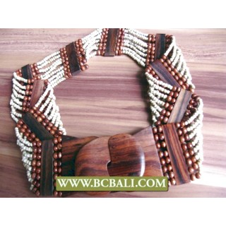 White Bead Belt Fashion Wooden Claps